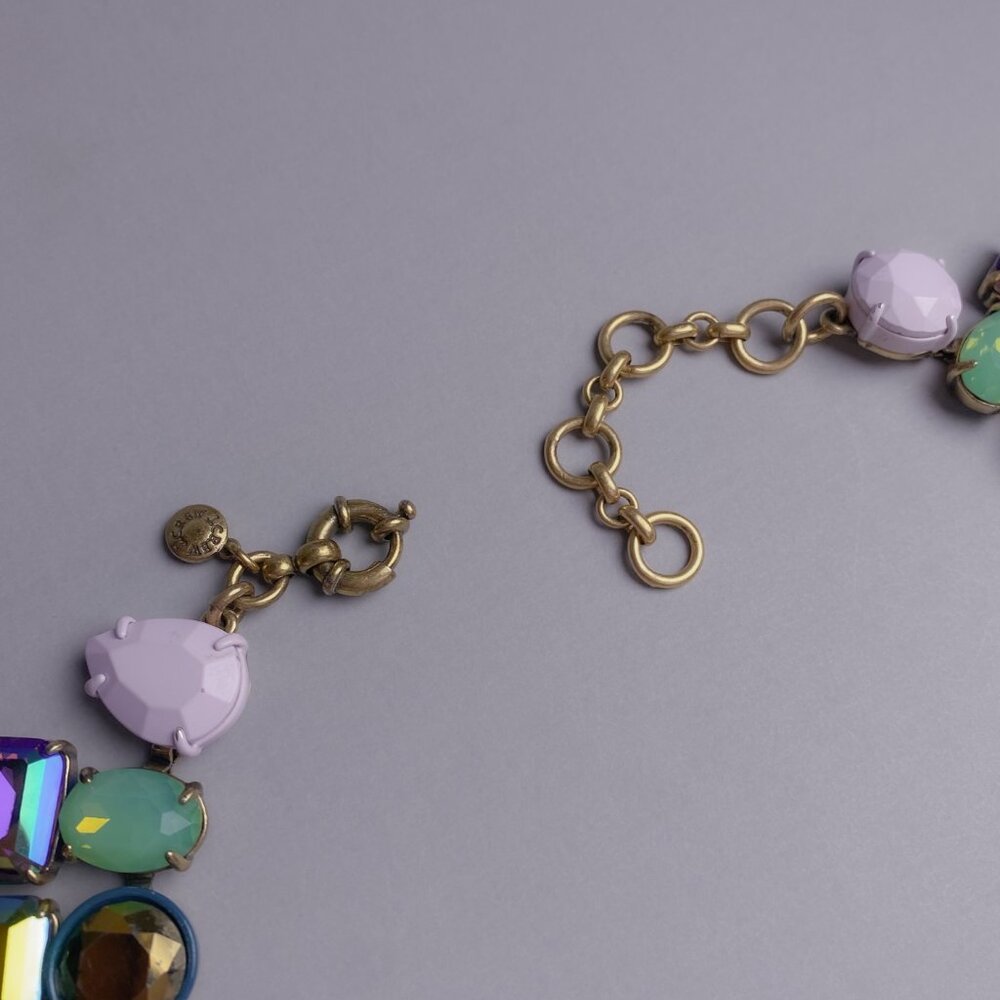 J. Crew Brulee Multicolor Rhinestone Jewel Cluster Statement Collar Necklace - Picture 9 of 13